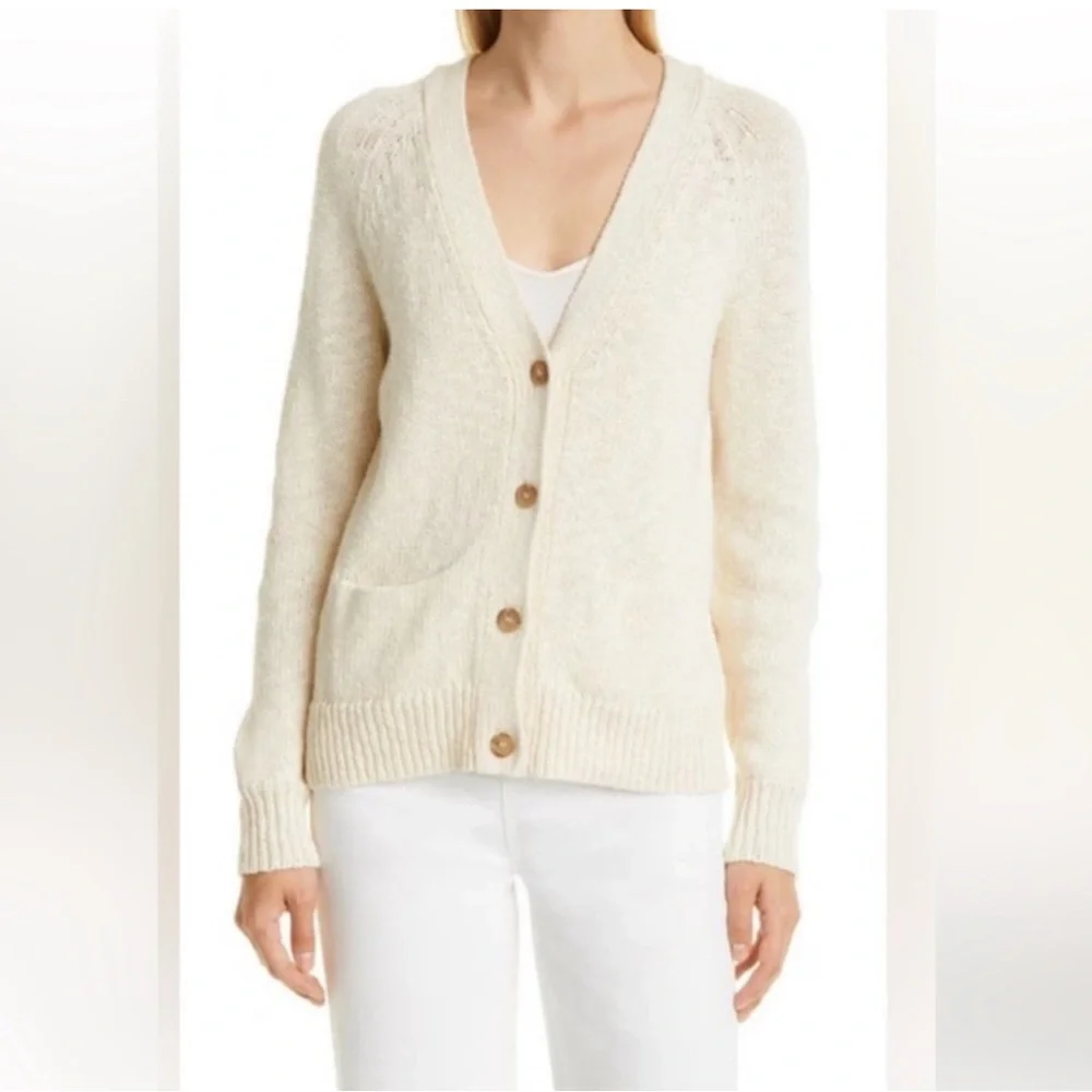 Jenni Kayne Cotton Linen Stanford Cardigan Small Cream Beige EUC - Picture 1 of 6